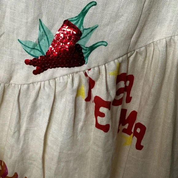 RHODE Sophie Linen Midi Dress Musical Print NWT Size 12 - Picture 9 of 16